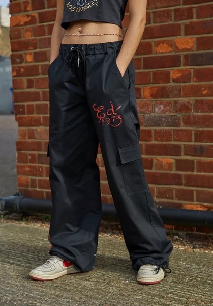 Women Ed Hardy Trousers Black Cotton 34 / XS / 42