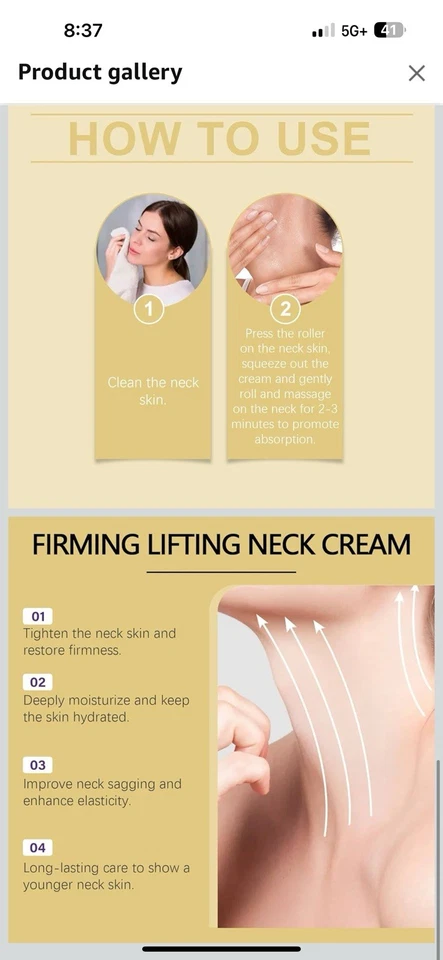 Crema reafirmante para cuello AH-8 para piel crepé cuidado corporal comodidad rodillo crema para cuello Foto 4 de 4