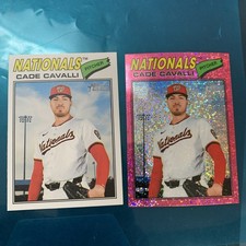 2026 Topps Heritage - Cade Cavalli #68 Chrome Pink Sparkle Refractor & Base