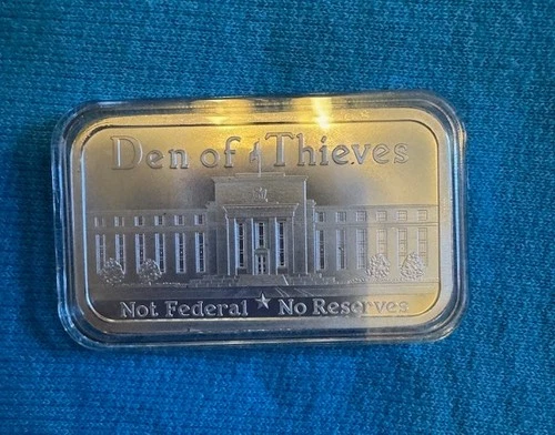 1 oz .999 FINE SILVER BAR ~ "Den of Thieves," in Capsule