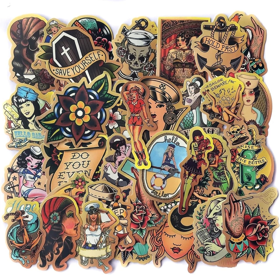 American Traditional Stickers Vintage Retro Bigger Size - Image 4 of 4