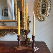 Vintage Arched/Crescent Wooden 3 Candle Holder 7.5” x 10.5”