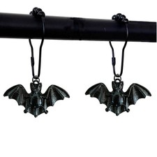 Bat Shower Curtain Hooks Rings,12Pcs Black Vampire Bats RustProof Metal Showe...