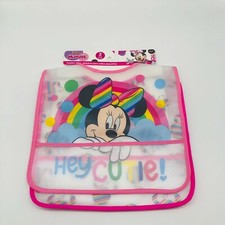 Disney Junior Minnie Mouse 2 Pack Translucent Water Resistant Toddler Bibs NEW