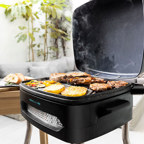 Cecotec - Barbacoa Eléctrica Perfectcountry Bbq, Potencia 2000W, Revestimiento Antiadherente, Tapa Abatible, Termostato Regulable, Bandeja En Oferta Barbecue Elettrico Cecotec Perfectcountry Bbq 2000W