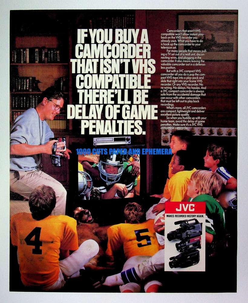 JVC Camcorder VHS Video Camera 1989 Trade Print Magazine Ad Poster ADVERT