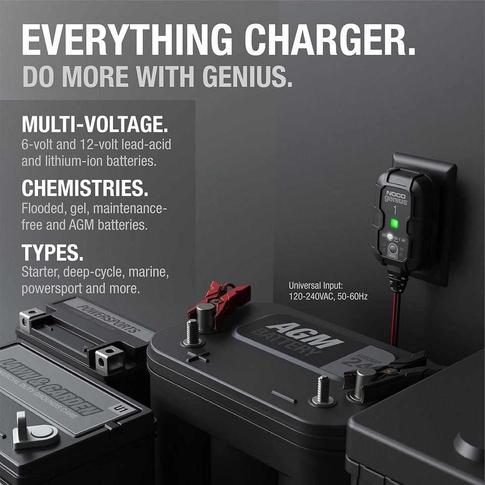 NOCO GENIUS1 6V/12V 1A Smart Battery Charger, Trickle Charger and