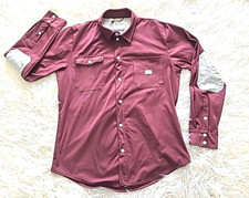 Deso Supply Co. Men's Large LS Snap Button Up Shirt Burgundy Outdoor Made in USA