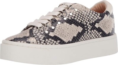 Joie Handan Snakeskin-Embossed Leather Platform Lace-Up Sneakers EU 39.5 US 9.5