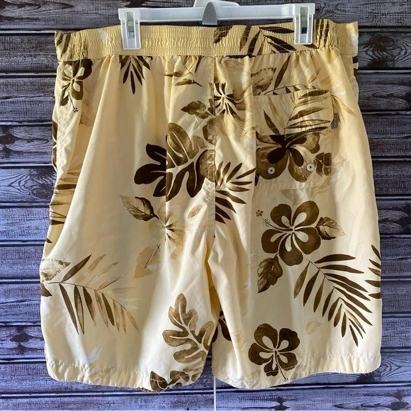 Tommy Bahama Men's Swim Trunks Size XL Yellow Brown Tropical Logo Relax Logo - Image 2 of 4