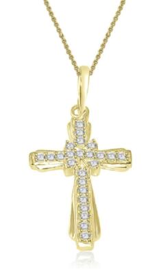 White Yellow Rose Gold Cross Pendant Necklace Round Diamond SI1 G 0.40 Carat