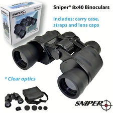 Sniper All Terrain Binoculars 8x40 Zoom 40mm; Clear Optics; Carry Case + Straps