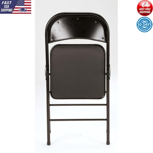 Fabric Padded Folding Chair Set of 4 Black Steel Frame Heavy-duty Multi-purpose