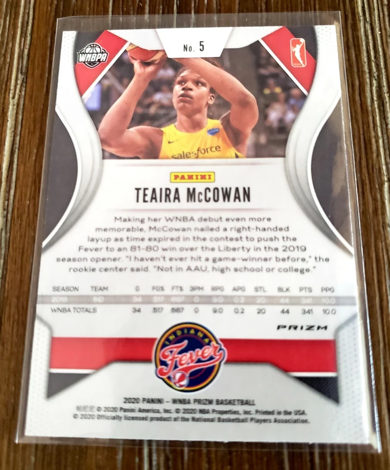 Teaira McCowan 2020 Panini Prizm Silver Holo WNBA #5 FEVER - Image 2 of 2
