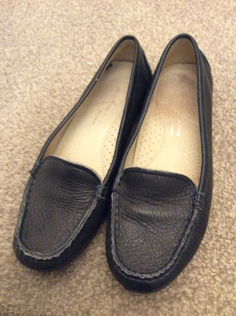 NEXT Navy Flat Leather Loafers Small Fitting Size 4 Would Fit A 3 1 2