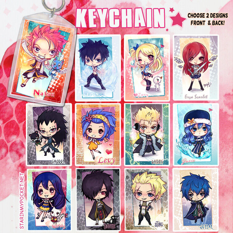 Anime FAIRY TAIL Kawaii Character Double-sided Acrylic Pendant Key