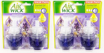 4 REFILLS Air Wick LAVENDER & CHAMOMILE Scented Oil Plug In Refill