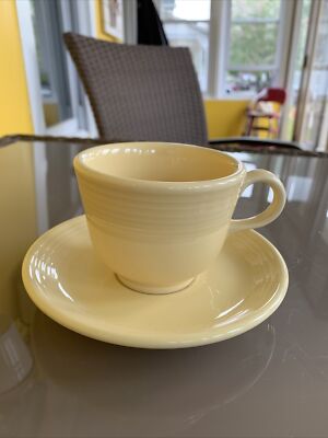 Fiesta Pale Yellow Cup And Saucer Set Contemporary Fiestaware Coffee Tea 