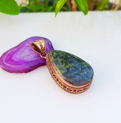 Agate Gemstone Pendant Handmade Copper Pendant Large Unic Jewelry 2.36''