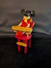 Japanese Doll Toddler With Wooden Highchair
