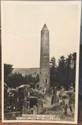 Irish RPPC Postcard ROUND TOWER Priest House GLENDALOUGH Wicklow Ireland Cardall