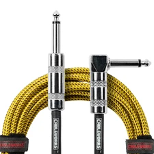 Cableworks by Gator Backline Series 10ft Braided Instrument Cable, Brown/Yellow