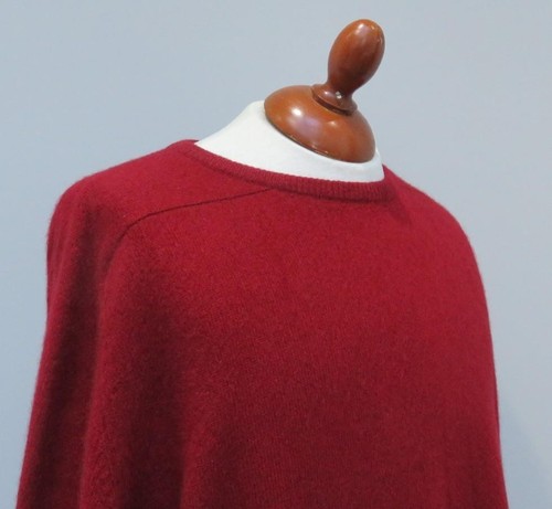 Mens Johnstons Of Elgin For Garcia 100% Cashmere Burgundy Crew Neck Jumper 48" - Picture 4 of 10