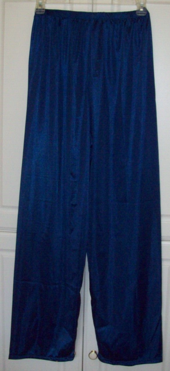 NAVY BLUE NYLON TRICOT PAJAMA BOTTOMS Men Women 32" Inseam 2844