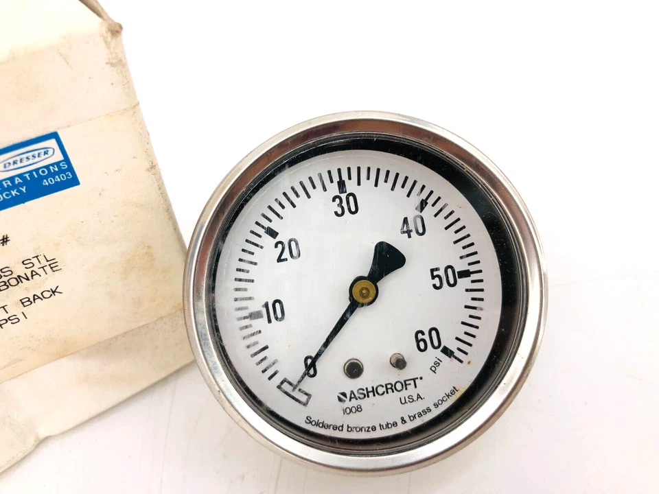 New Ashcroft 63-1008A-02B-60 Pressure Gauge 63mm 1/4 NPT 0-60 Psi - Image 3 of 4