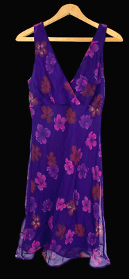 Giorgio Fiorlini Dress 9/10 Babydoll Empire Waist Purple Floral Y2K Fairy Core