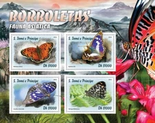 Asian BUTTERFLIES Insects MNH Stamp Sheet #476 (2016 Sao Tome & Principe)