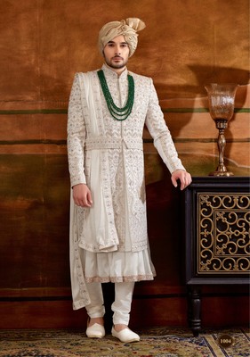 Mens Designer Traditional Wedding Bollywood Wear Groom Sherwani