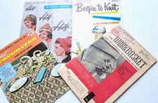Knit Crochet Pattern 4 Booklets Vintage Books Hats, Learn To, Mixed Lot