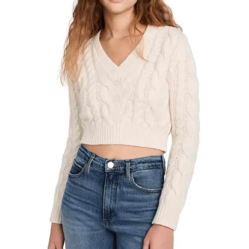 FRAME IvoryOffWhite Cable Knit V-NeckCroppedLongSleevePullover Sweater Sz XS$429 - Picture 10 of 22