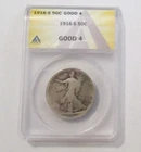 1916-S  WL Walking Liberty Half Dollar 50c ANACS G4 Good 4 Scarce Date
