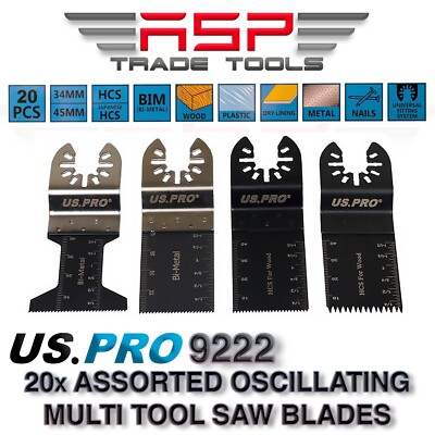 20 STCK. Mix Oszillierendes Multitool Sägeblätter Set Hartmetall Klinge Metall Holz Cutter