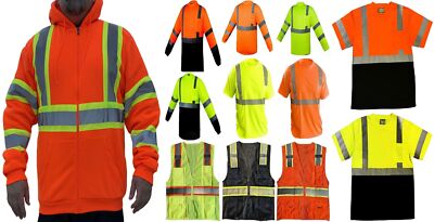 Safety Work Vest T Shirt Long Sleeve Short ANSI High Visibility Reflective Tape