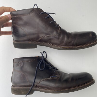ECCO $240 Mens 43 US 9-9.5 Brown Leather High Top Dress 