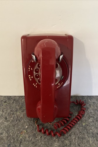 VTG Western Bell Electric 554 AM Gloss Red Wall Rotary Phone 70s Untested USA