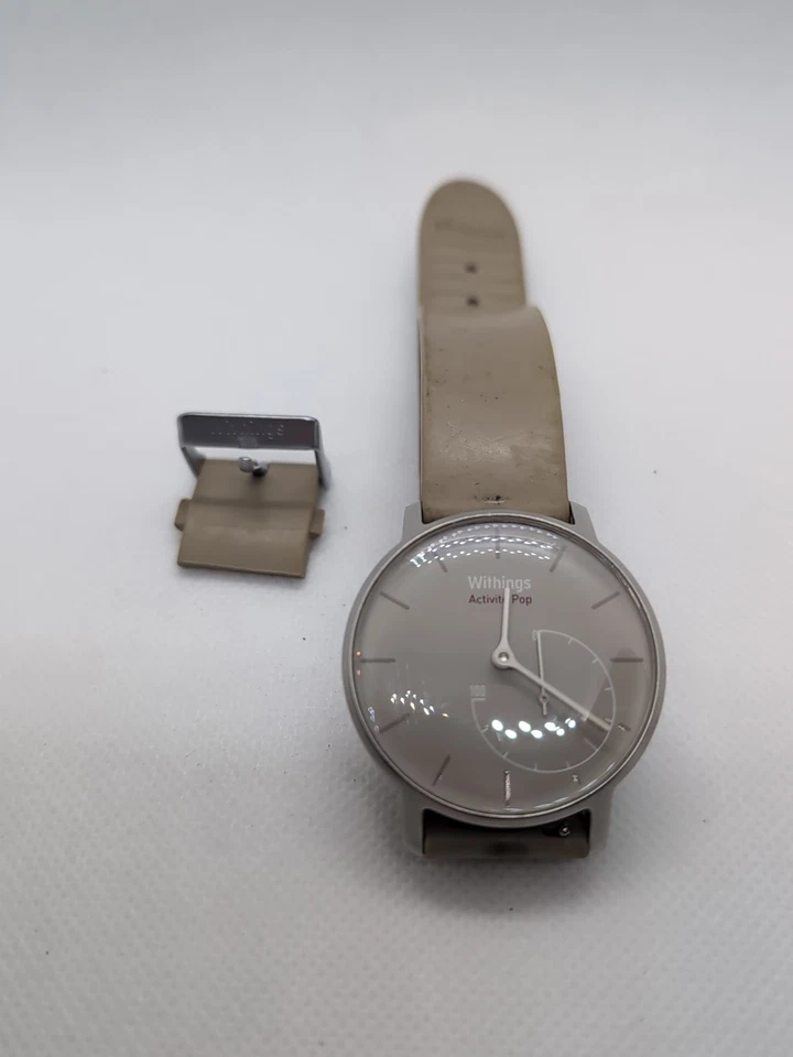 Withings Activite© 36,3 mm caja plateada de acero inoxidable banda deportiva marrón Foto 4 de 4