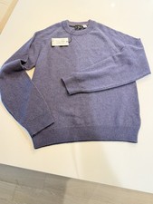 Paul Smith 100% Merino Wool Sweater Mens L Solid Blue  Crewneck Jumper 22x28