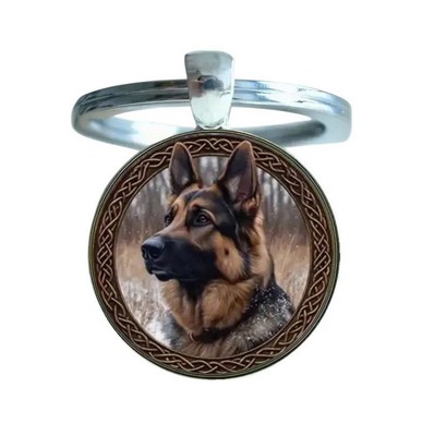 Porte-clés, bijou de sac cabochon chien berger allemand.