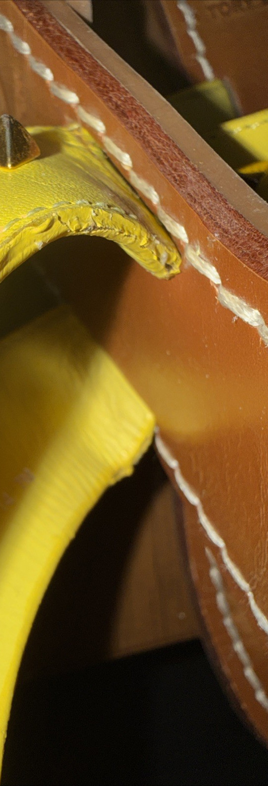 Tory Burch Yellow Leather Studded Thong Slide Sandals Flats Logo Cutout Women 7 thumbnail 12