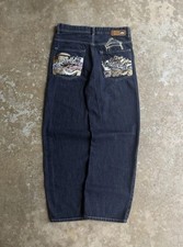 vintage 2000s y2k skater ecko unltd embroidered pockets graffiti baggy jeans