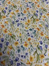 4 Metres White Meadow Floral Printed 100% cotton Lawn fabric. John Louden