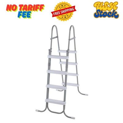 4-Step Above Ground Pool Ladder with Safety Buckle Foldable Entry Side 300 lb...
