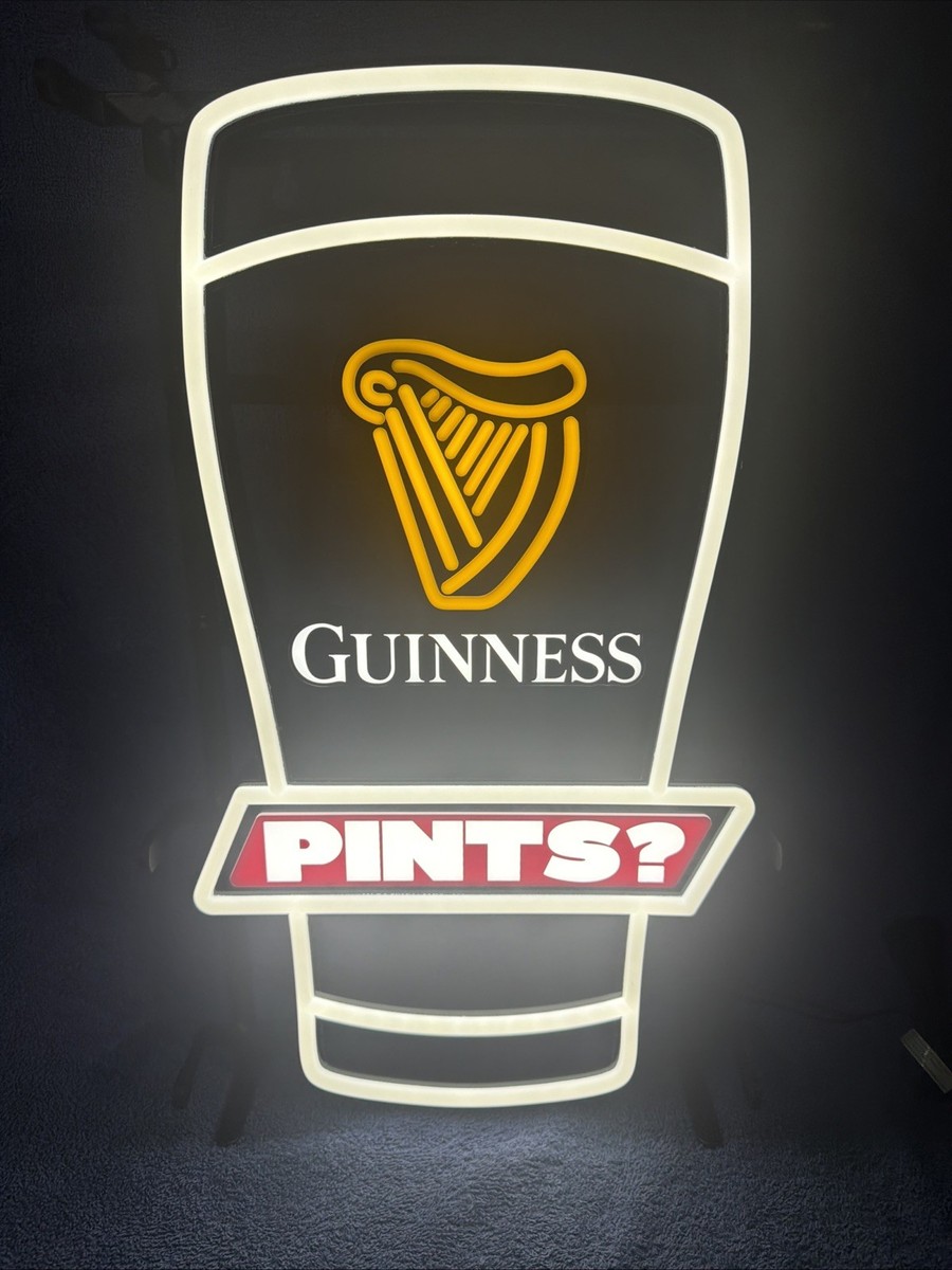 AMAZING GUINNESS PINTS? BEER LIGHT UP LED SIGN 19.5” X 11.5” GREAT