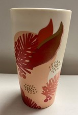 2019 STARBUCKS Red Pink Leaf Pine Cone  12 Oz Ceramic Tumbler no lid