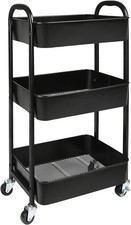 3-Tier Rolling Utility Cart with Caster Wheels, Easy Assembly, for Kitchen,