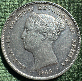 1843 Portugal 200 Reis Miníscule 1.181 Vintage KM 474 Extra Fino Envío Gratis